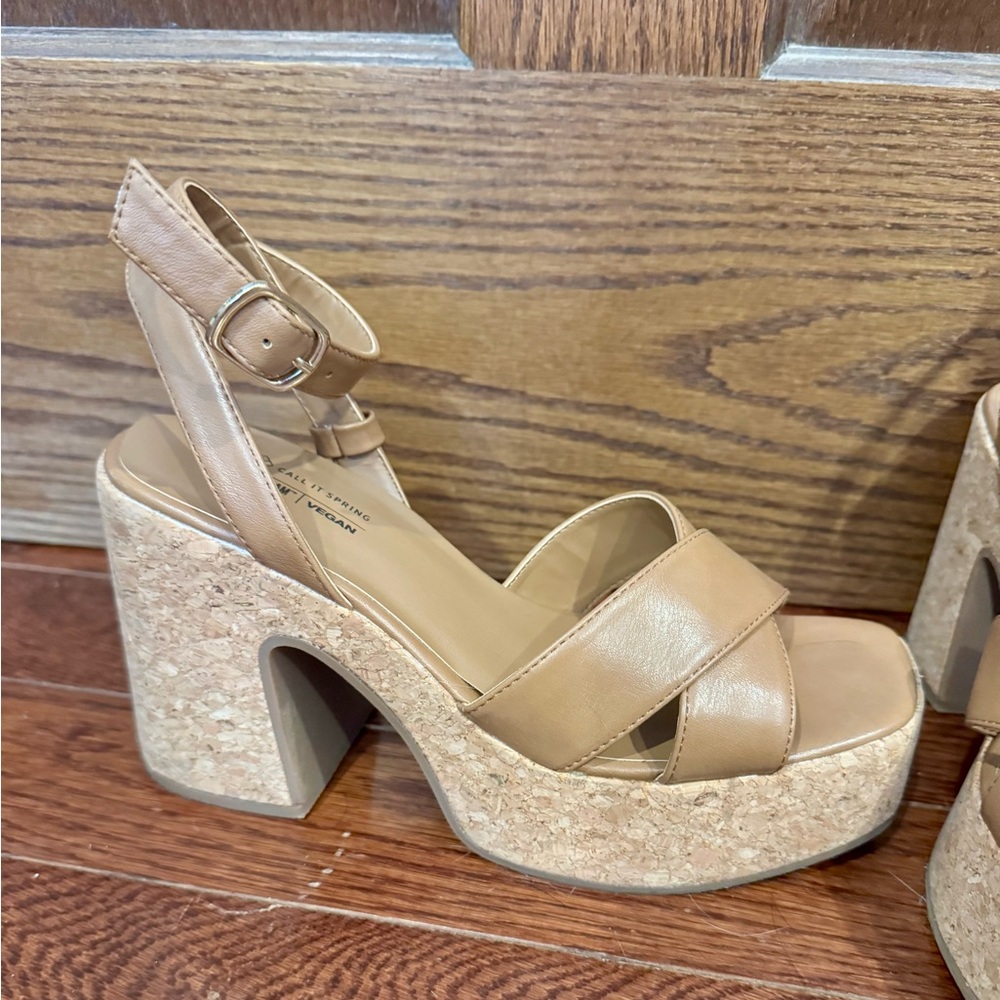 Call It Spring Tan Platform Sandals - Picture 2 of 5